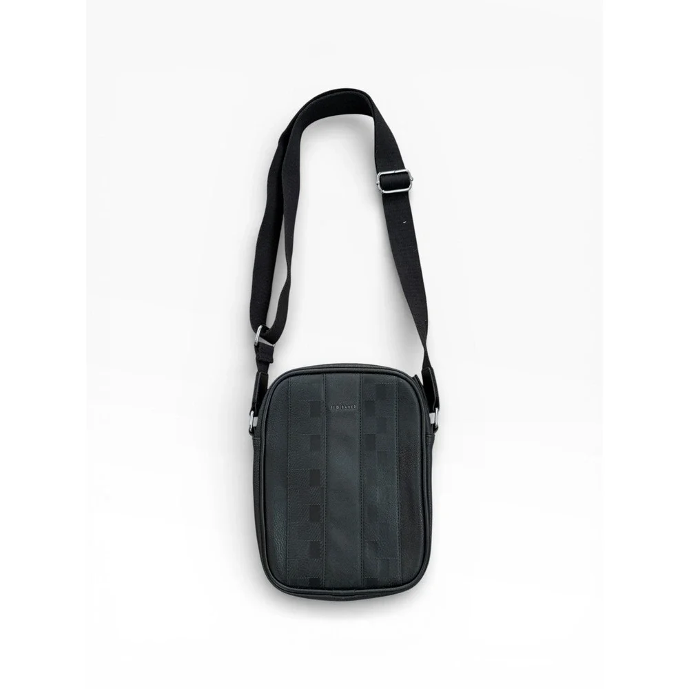 Ted Baker Waydon House Check Black Crossbody Flight Bag Like‎ New